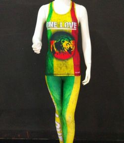 SXB ONE LOVE LION GHANA PRINT TANK TOP AND LEGGING COMPRESSION